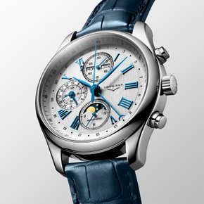 마스터 컬렉션 문페이즈 크로노그래프 로만 실버 다이얼 레더 스트랩 42MM L2.773.4.71.2