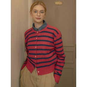 KN4203 Stripe cashmere cardigan_Red