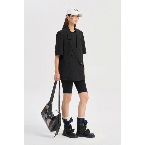Short Sleeve Poly Jacket (black) LFJAM26420BKX