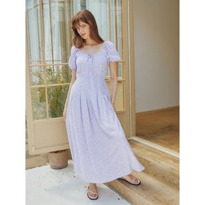 HEART NECK PLEATS DETAIL MAXI DRESS_LAVENDER