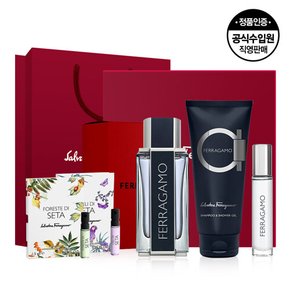 페라가모 EDT 100ml 코프렛+샤워젤+휴대용향수+샘플 2종 키트+쇼핑백