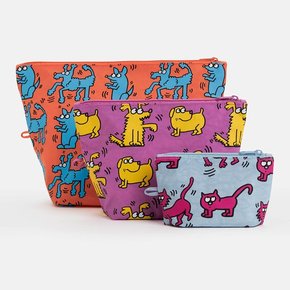 백] 고 파우치 3size 세트 Keith Haring Pets