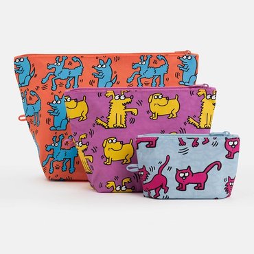 바쿠 백] 고 파우치 3size 세트 Keith Haring Pets