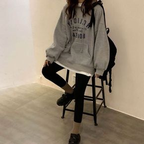 봄가을겨울 앞포켓 포인트 러블리 루즈핏 후드 티셔츠