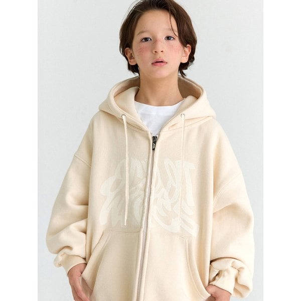 E16 기모 웨이브후드 집업 (크림)