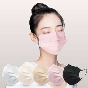 [숨편한하루] 국산 MB필터 대형 일회용 컬러 마스크 50매  화이트 블랙 아이보리 베이지 핑크