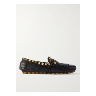 발렌티노 플라스터 캐스터 드라이버 프린지 스터드 텍스처 가죽 로퍼 블랙 1647597350076525