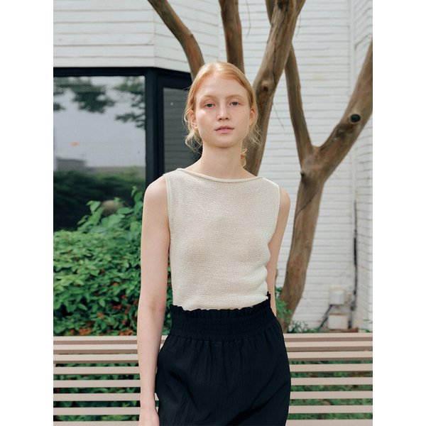 Paper Rolled Sleeveless Knit (Ivory)