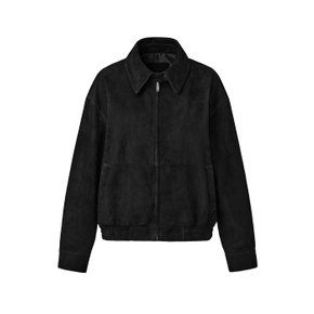 Italian suede Zip-up collar blouson JK_Black