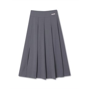 SIDE SLIT PLEATS SKIRT GREY