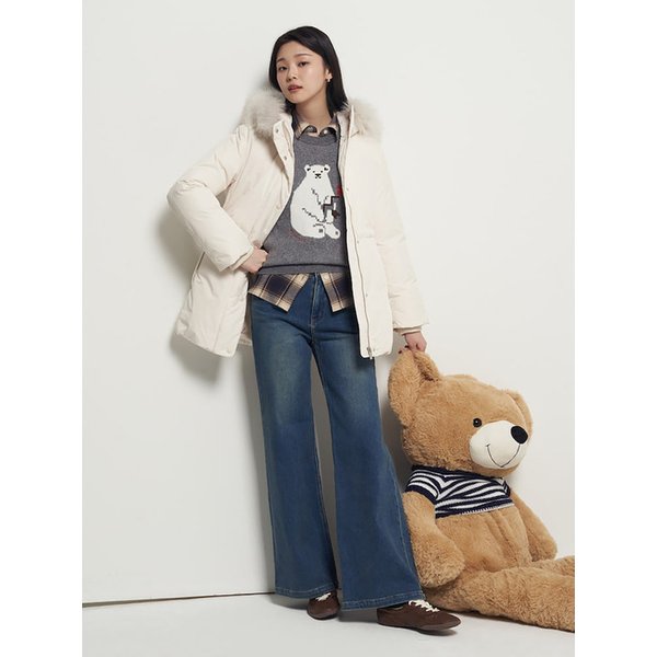 중힙 기장 포리 다운 점퍼  아이보리 (BF5Y38C040)