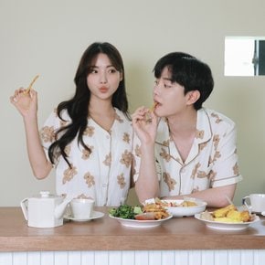 / 베어 캡내장 커플잠옷 여름 파자마