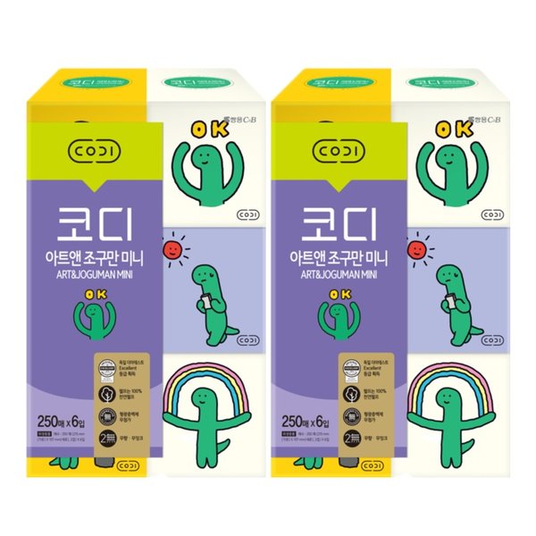아트앤 조구만 미니 미용티슈 250매 x 6입 2팩