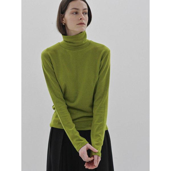 하이 텐셀 울 목폴라 티셔츠_olive