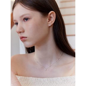 [진주귀걸이 2종 증정] Twinkle clear chain necklace