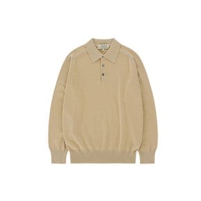 Cotton standard saddle Polo Knit (Beige)