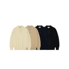 Cotton standard saddle Polo Knit (Beige)