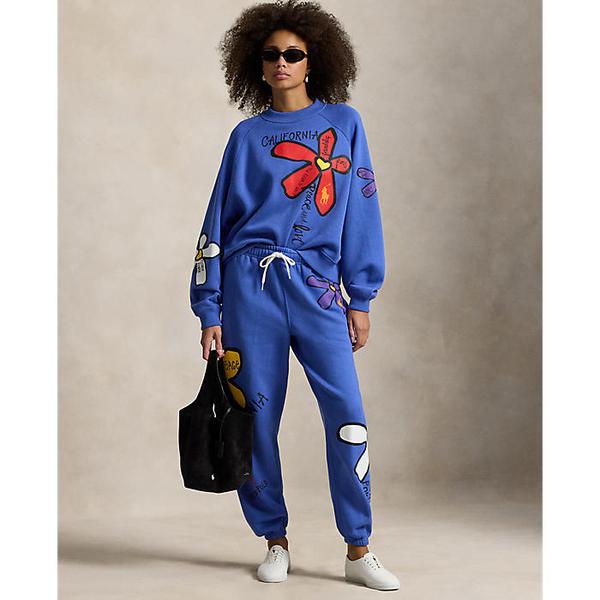 여성 플로럴 그래픽 플리스 스웨트팬츠(WMPOPNTNDL20381400)