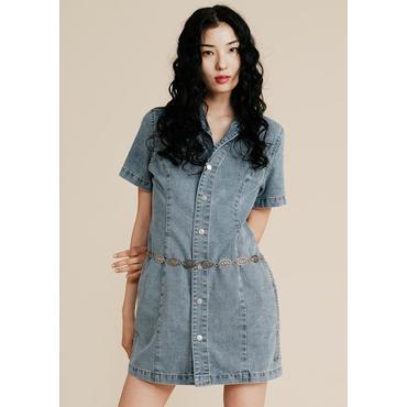 플랙진 여성 반팔 데님 원피스_2colors (PJTI2OPK465)