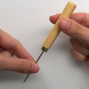 1개 12.5cm 나무 핸들 미니 송곳 공예 마크라메 수예 타공 문구