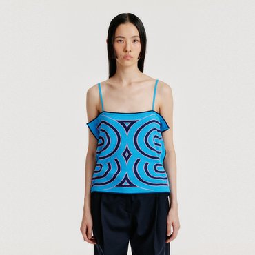 EENK YOON Sleeveless Logo Knit Top - Blue