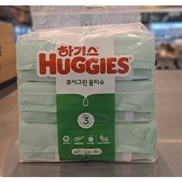 신세계 규격 유한킴벌리 하기스 퓨어그린 물티슈 64매+8매*6입