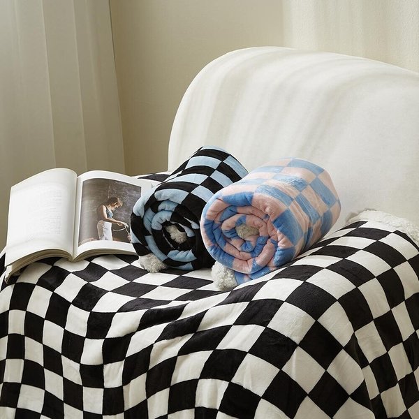 더블리 체커팝 양털 극세사 담요 대형 150x200