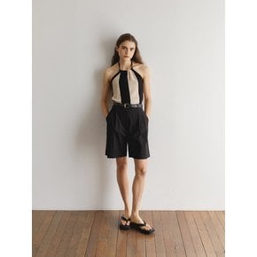 Striped Halterneck Sleeveless_Black