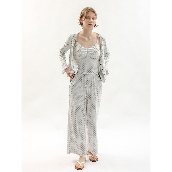 MJ_Sweet polka dot pajama three-piece set_GRAY