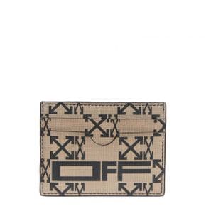 우먼 Off-White 레더 카드 케이스 - Khaki/Black 9384464