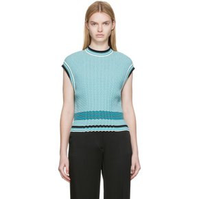 블루 골지 스웨터 1322KTP003797A 7828 Teal Stripe