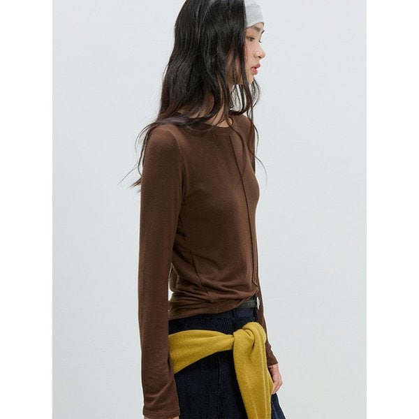 SOFT WOOL LAYERED TOP CHOCOLATE BROWN