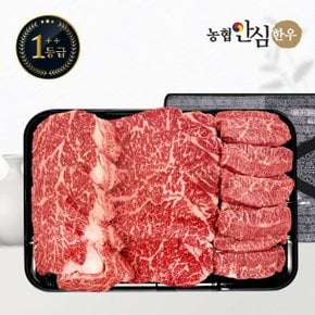 [농협안심한우] 1++등급 한우 선물세트 채반 구이2호 1kg (등심400g/채끝300g/부채300g)