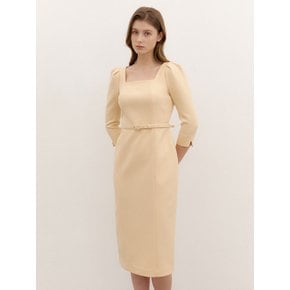 Tweed Square-neck Slim Dress / Yellow(2color)