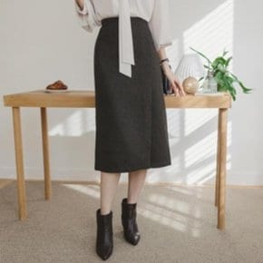여자 겨울 출근룩 컬러믹스 뒷밴딩 스커트