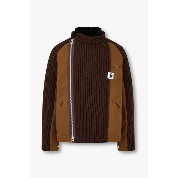 [CARHARTT WIP] 남성 데님 믹스 울 니트 블루종 (브라운) 6425301711000