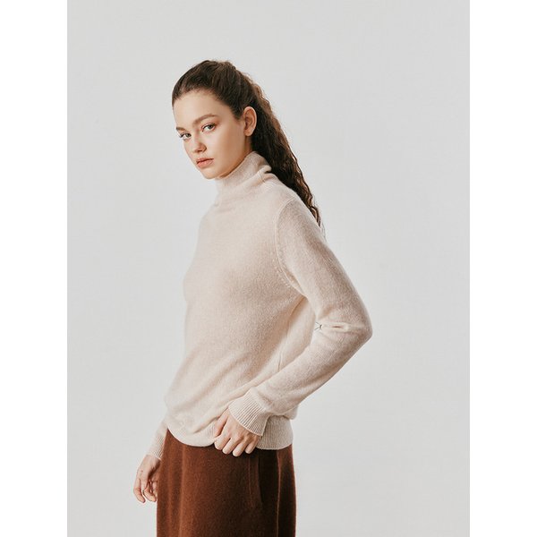 [Cashmere Class]Rollneck Loose Pullover_Pink Beige(PB)  C53WPU025PB