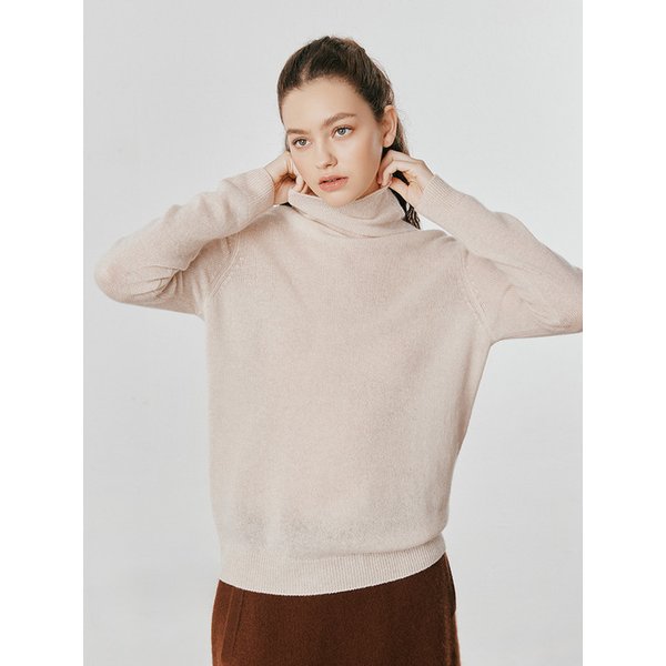 [Cashmere Class]Rollneck Loose Pullover_Pink Beige(PB)  C53WPU025PB