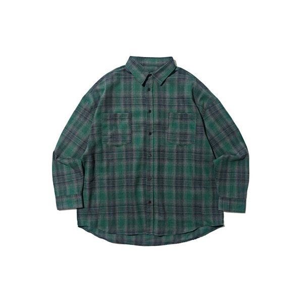 포켓 세미 오버 체크셔츠 (그린)