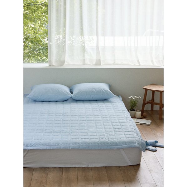 어거스트 린넨 시어서커 고정밴드 침대패드 SS/Q/K 5colors