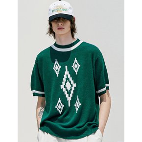 NAVAJO PATTERN RINGER HALF KNIT GREEN