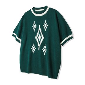 NAVAJO PATTERN RINGER HALF KNIT GREEN