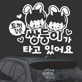 토끼같은 쌍둥이가타고 화이트시트지 자동차스티커