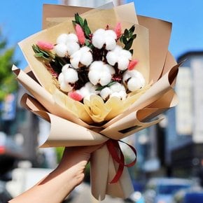 드라이플라워 프리저브드 목화 꽃다발 수국 시들지않는꽃 졸업식 프로포즈 여자친구 토퍼 선물