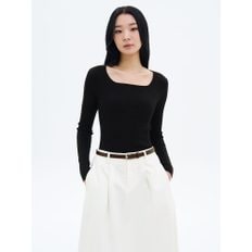 에잇세컨즈 리브드 스퀘어넥 풀오버  블랙 (325251LY45)