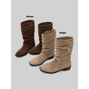 Suede Mid Boots Nomad Belt (3.5cm)_Beige,Brown