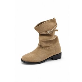 Suede Mid Boots Nomad Belt (3.5cm)_Beige,Brown