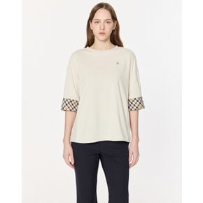 [25SS] [스테디셀러] DD로고 체크 소매 배색 7부 티셔츠 WNTS5A522I1