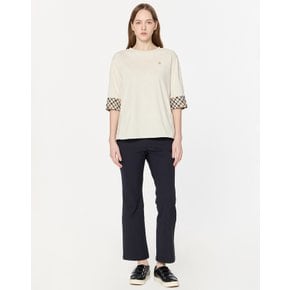[25SS] [스테디셀러] DD로고 체크 소매 배색 7부 티셔츠 WNTS5A522I1