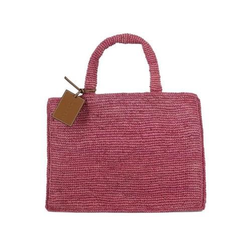 마네비 숄더백 V 7 5 ABNATURAL RAFFIA AZALEA Fuchsia